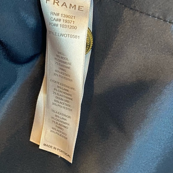 Frame Navy Blue Double Breasted Wool Cashmere Blend Blazer Size XS - Picture 5 of 12